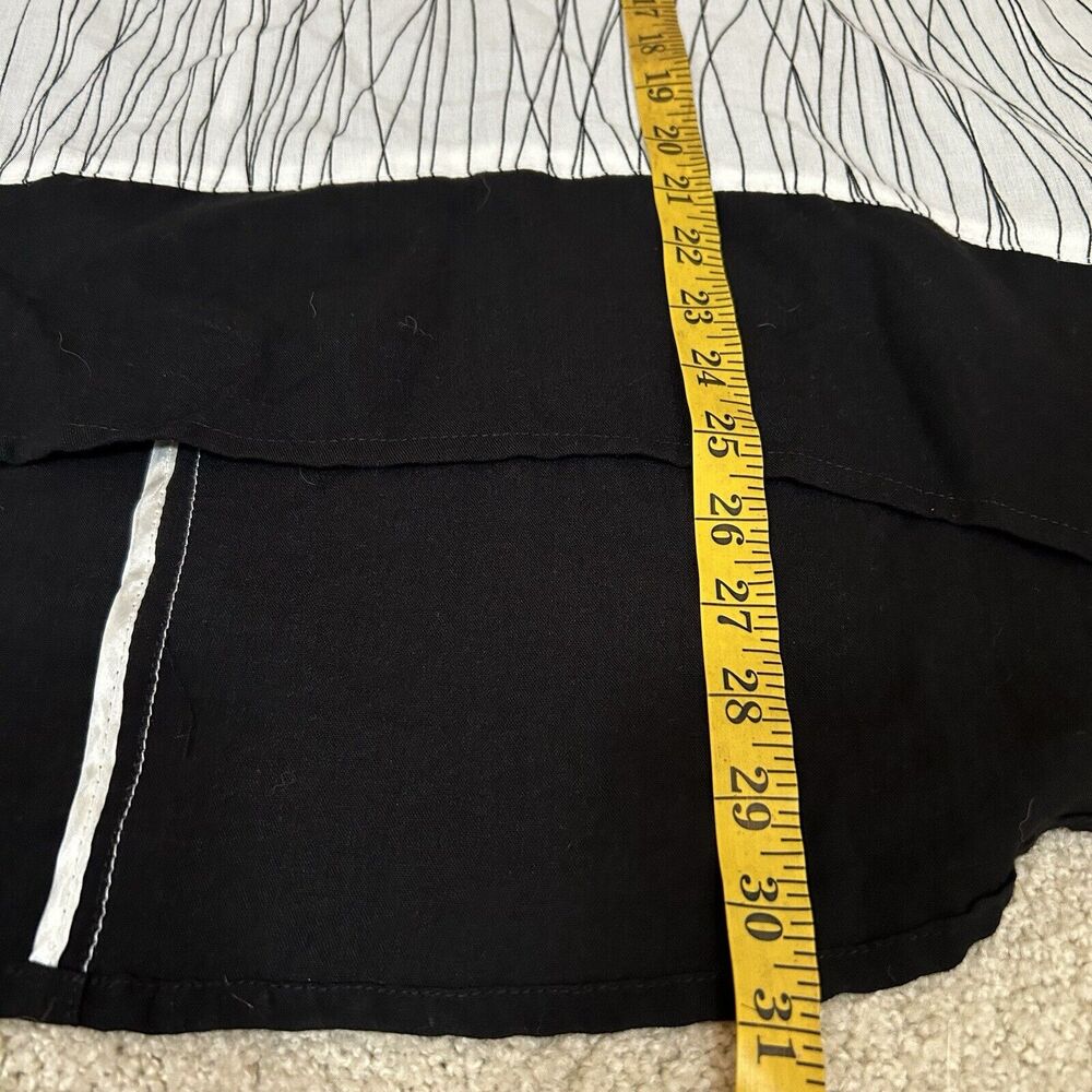 Fridaze Linen Black White Cowl Neck 3/4 Sleeve Tunic Blouse Top Sz 0X Lagenlook - Picture 6 of 8